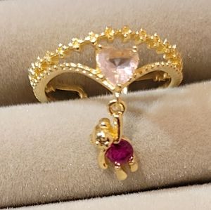 Zircon pink heart ring